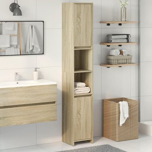 Badezimmerschrank Sonoma-Eiche 30X30X183,5 Cm Holzwerkstoff
