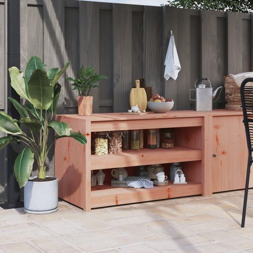 Outdoor-Küchenschrank Massivholz Douglasie Natürliches Douglasie | Größe: 106 x 55 x 64 cm | Modell: 2 Böden