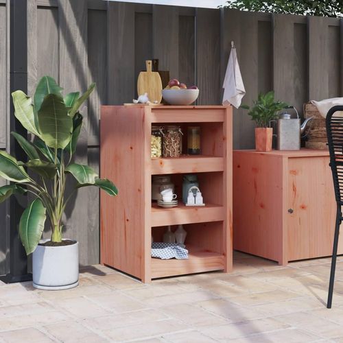 Outdoor-Küchenschrank Massivholz Douglasie Natürliches Douglasie | Größe: 55 x 55 x 92 cm | Modell: 3 Einlegeböden