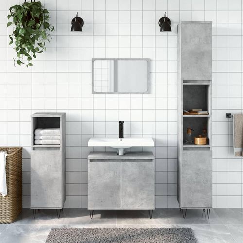 Badezimmerschrank 58X33X60 Cm Holzwerkstoff | Farbe: Betongrau