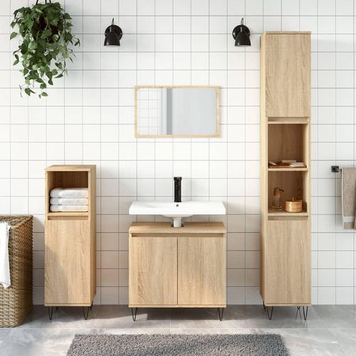 Badezimmerschrank 58X33X60 Cm Holzwerkstoff | Farbe: Sonoma Eiche