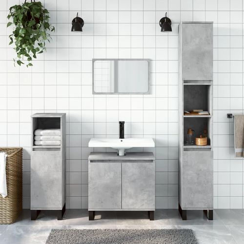 Badezimmerschrank 58X33X60 Cm Holzwerkstoff | Farbe: Betongrau