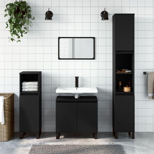 Badezimmerschrank 58X33X60 Cm Holzwerkstoff | Farbe: Schwarz