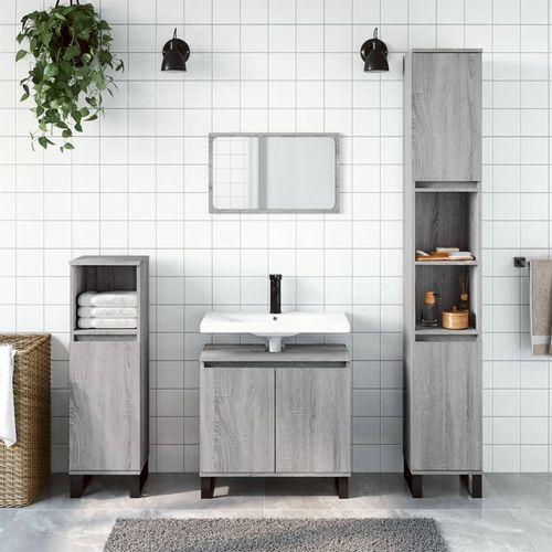 Badezimmerschrank 58X33X60 Cm Holzwerkstoff | Farbe: Grau Sonoma