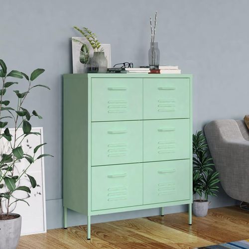 Schubladenschrank 80X35X101,5 Cm Stahl | Farbe: Mintgrün