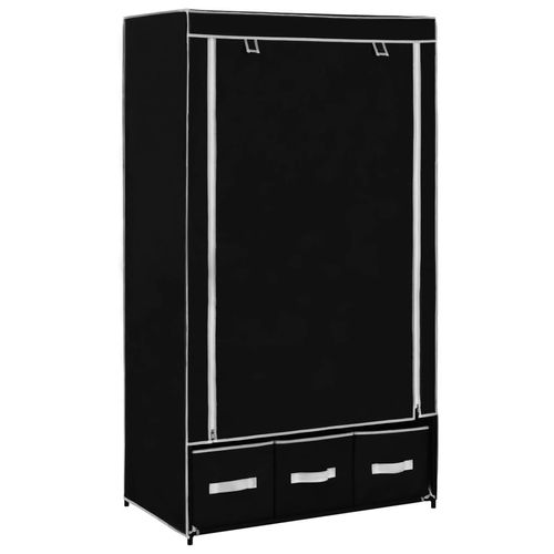 Kleiderschrank 87 X 49 X 159 Cm Stoff | Farbe: Schwarz