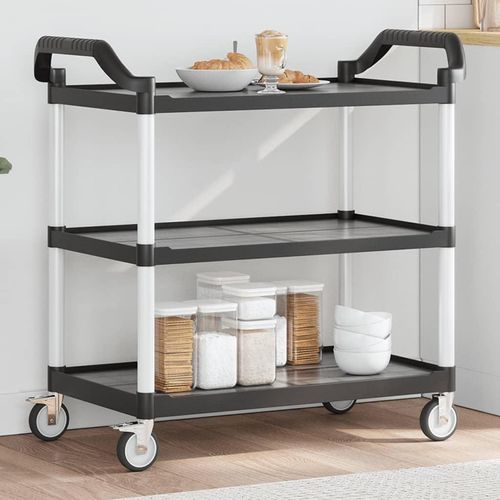 Rollwagen Mit 3 Etagen Aluminium | Farbe: Schwarz | Größe: 99 x 50 x 96 cm