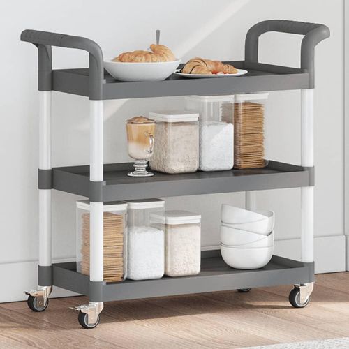 Rollwagen Mit 3 Etagen Aluminium | Farbe: Grau | Größe: 77 x 34 x 72 cm