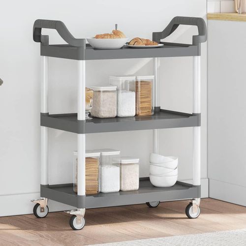 Rollwagen Mit 3 Etagen Aluminium | Farbe: Grau | Größe: 81 x 41 x 92 cm