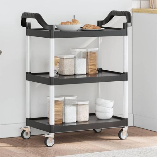 Rollwagen Mit 3 Etagen Aluminium | Farbe: Schwarz | Größe: 81 x 41 x 92 cm