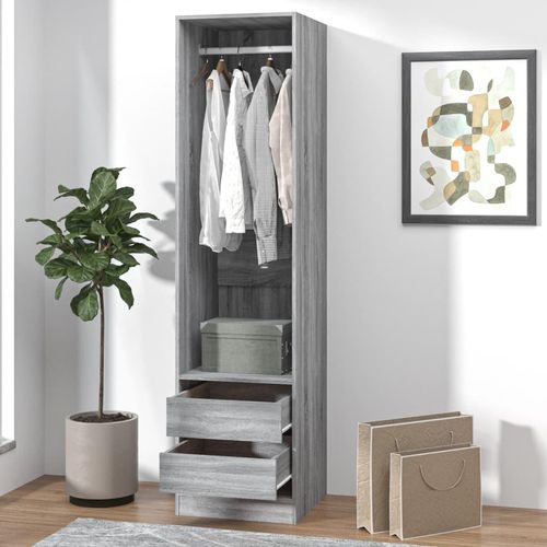 Kleiderschrank Mit Schubladen Grau Sonoma | Größe: 50 x 50 x 200 cm | Menge: 2 Schubladen