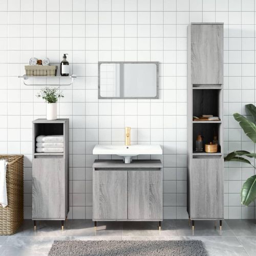 Badezimmerschrank 58X33X60 Cm Holzwerkstoff | Farbe: Grau Sonoma