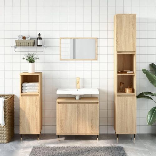 Badezimmerschrank 58X33X60 Cm Holzwerkstoff | Farbe: Sonoma Eiche