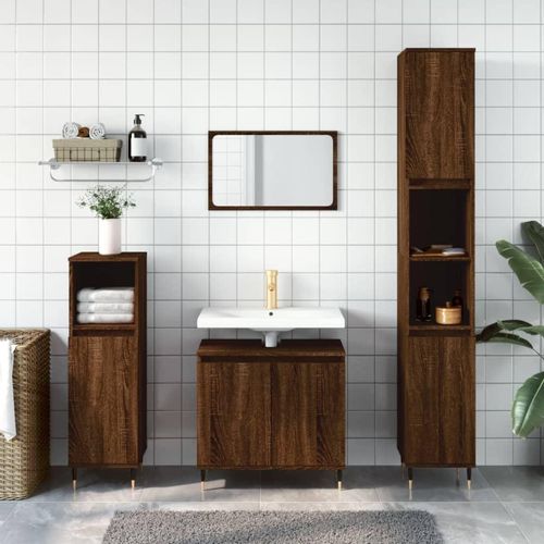 Badezimmerschrank 58X33X60 Cm Holzwerkstoff | Farbe: Braune Eiche