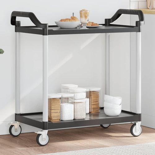 Rollwagen Mit 2 Etagen Aluminium | Farbe: Schwarz | Größe: 99 x 50 x 97 cm