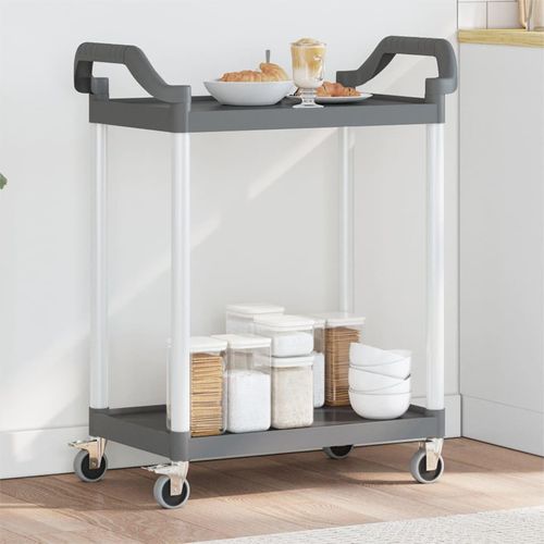 Rollwagen Mit 2 Etagen Aluminium | Farbe: Grau | Größe: 81 x 41 x 92 cm