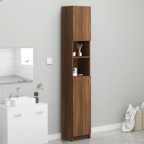 Badezimmerschrank Sonoma-Eiche 32X25,5X190 Cm Holzwerkstoff | Farbe: Braune Eiche