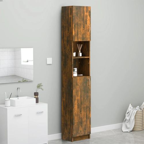 Badezimmerschrank Sonoma-Eiche 32X25,5X190 Cm Holzwerkstoff | Farbe: Räuchereiche