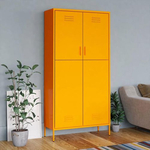 Kleiderschrank 90X50X180 Cm Stahl | Farbe: Senfgelb