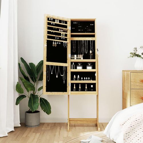Spiegel-Schmuckschrank Freistehend 42X38X152 Cm | Farbe: Braun