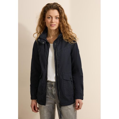 Kurzjacke CECIL, Damen, Gr. XXL (46), blau (schwarz navy blau), Stoff, Obermaterial: 58% Polyester, 32% Baumwolle, 10% Nylon; Futter: 100% Polyester, unifarben, casual, normal normal, hoch geschlossener Ausschnitt, Langarm Bündchen, Jacken, mit Stehkragen