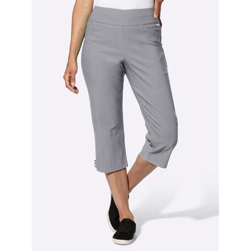 Caprihose CASUAL LOOKS, Damen, Gr. 46, Normalgrößen, grau (steingrau), 74% Viskose, 23% Polyamid, 3% Elasthan, unifarben, knielang, Hosen