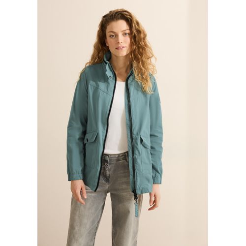 Kurzjacke CECIL, Damen, Gr. XXL (46), blau (strong mint), Stoff, Obermaterial: 58% Polyester, 32% Baumwolle, 10% Nylon; Futter: 100% Polyester, unifarben, casual, normal normal, hoch geschlossener Ausschnitt, Langarm Bündchen, Jacken, mit Stehkragen