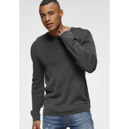 Strickpullover BRUNO BANANI, Herren, Gr. L (52/54), schwarz, Feinstrick, Obermaterial: 50% Baumwolle, 50% Polyacryl, casual, Basic schmal, Rundhals, Langarm Bündchen, Pullover, gewaschene Optik, Topseller