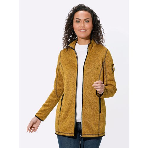 Fleecejacke CASUAL LOOKS, Damen, Gr. 36, gelb (ocker, schwarz, gemustert), 100% Polyester, Paspelierung:100% Polyester, gemustert, mehrfarbig, meliert, Langarm, Jacken