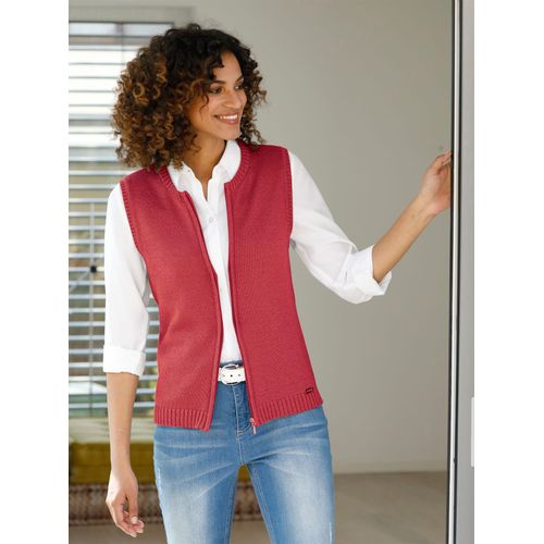 Strickweste CASUAL LOOKS, Damen, Gr. 50, rot (korallenrot), 50% Baumwolle, 50% Polyacryl, unifarben, meliert, Westen