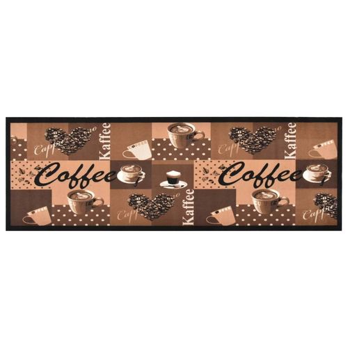 Küchenbodenmatte Waschbar Kaffee Braun Kaffeebraun | Größe: 45 x 150 cm