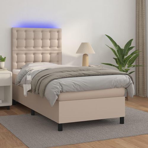 Boxspringbett Mit Matratze & Led -Braun 160X200Cm Cappuccino | Größe: 90 x 200 cm | Modell: Knöpfe