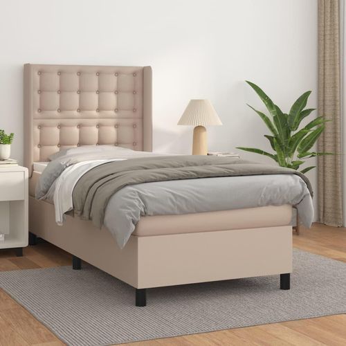 Boxspringbett Matratze -Braun Kunstleder Cappuccino | Größe: 90 x 200 cm | Modell: Knöpfe