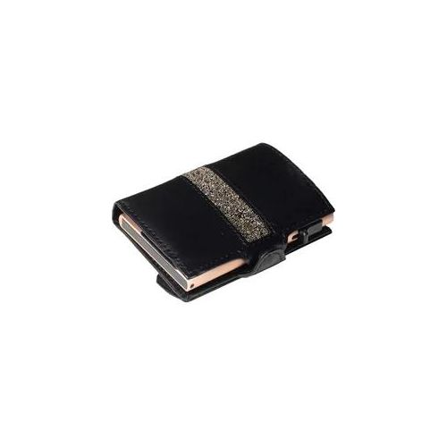 Tony Perotti Kreditkartenetui Furbo Leather RFID Card Holder with Swarovski Crystals black