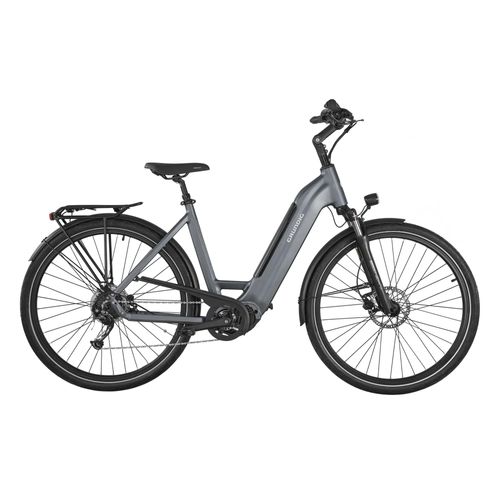 GRUNDIG GCB-1 E-Bike mit Mittelmotor und Drehmomentsensor, Elektrofahrrad E-Cityrad E-Citybike City E-Bikes & E-Hollandräder Lichtgrau