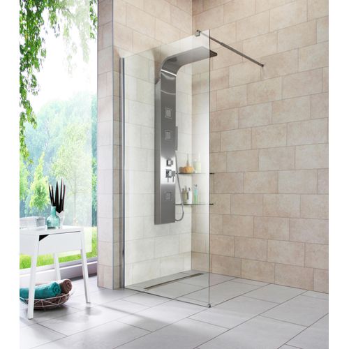 Walk-in-Dusche WELLTIME, grau (chromfarben), B:90cm, Duschwände