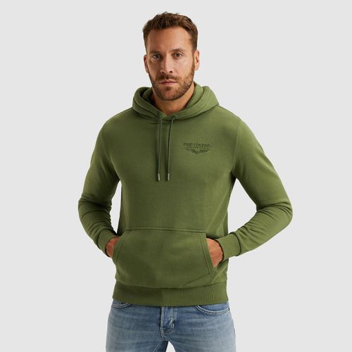 Hoodie PME LEGEND, Herren, Gr. L, grün (loden grün), Obermaterial: 85% Baumwolle, 15% Polyester, bedruckt, casual, regular fit taillenbedeckt, ohne Ausschnitt, Langarm Rippbündchen, Sweatshirts, mit Logo Print