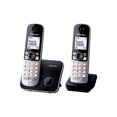 Panasonic KX-TG6812, DECT-Telefon, Freisprecheinrichtung, 120 Eintragungen, Anrufer-Identifikation, Schwarz, Silber