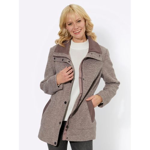 Langjacke CASUAL LOOKS, Damen, Gr. 26, grau (taupe, meliert), 100% Polyester, meliert, Langarm, Jacken