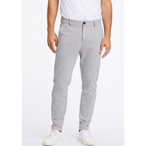 Stoffhose LINDBERGH, Herren, Gr. XXL, N-Gr, grau (lt grau mix), Stoff, Obermaterial: 75% Polyester, 22% Viskose, 3% Elasthan. Futter: 65% Polyester, 35% Baumwolle, meliert, casual, slim fit knöchellang, Hosen, mit Stretch
