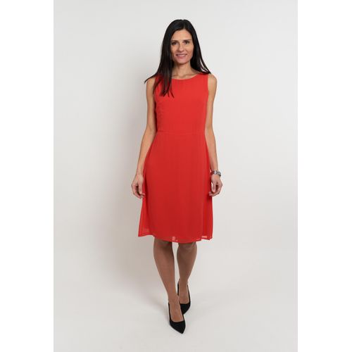 Chiffonkleid SEIDEL MODEN, Damen, Gr. 40, N-Gr, rot, Web, Obermaterial: 100% Polyester. Futter: 95% Viskose, 5% Elasthan, unifarben, casual, normal knielang, Rundhals, Kleider, mit Stoffgürtel, MADE IN GERMANY