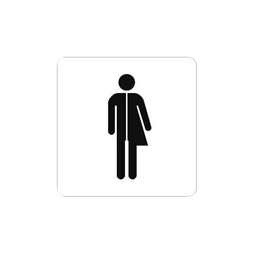 moedel Piktogramm Hinweisschild „WC Unisex/Divers“, selbstklebend, L 160 x B 160 mm, Folie, schwarz-weiß