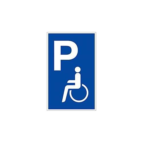 moedel Hinweisschild „Parkplatz für Personen mit Behinderung“, L 400 x B 250 mm, Aluminium, weiß-blau-schwarz