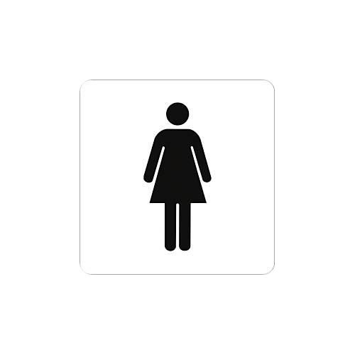 moedel Piktogramm Hinweisschild „WC Damen“, selbstklebend, L 160 x B 160 mm, Folie, schwarz-weiß