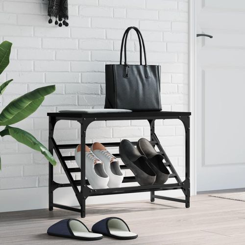 Schuhregal 90X30X Holzwerkstoff Schwarz | Breite: 60 cm | Höhe: 45 cm