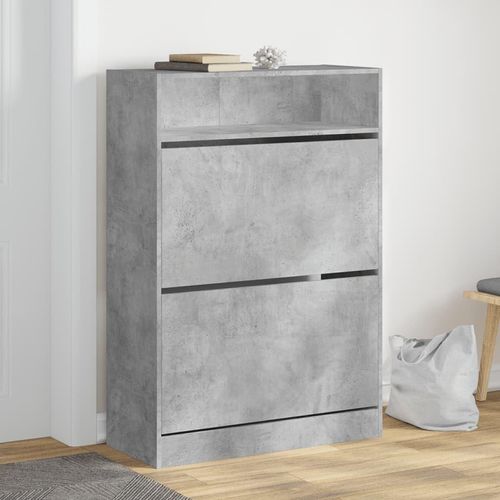 Schuhschrank Braun Eichen-Optik 60X34X116 Cm Holzwerkstoff | Breite: 80 cm | Farbe: Betongrau