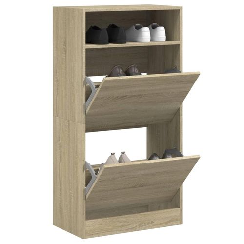 Schuhschrank Braun Eichen-Optik 60X34X116 Cm Holzwerkstoff | Breite: 60 cm | Farbe: Sonoma Eiche