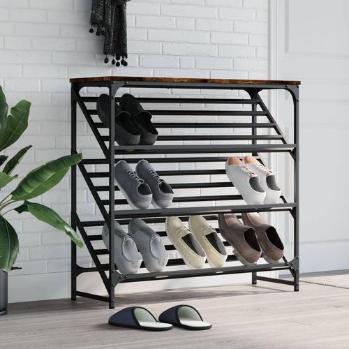 Schuhregal 90X30X Holzwerkstoff Räuchereiche | Breite: 90 cm | Höhe: 85 cm