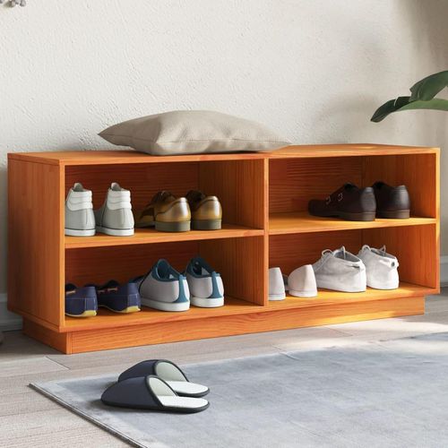 Schuhschrank 110X34X45 Cm Massivholz Kiefer | Farbe: Wachsbraun