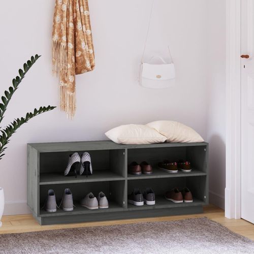 Schuhschrank 110X34X45 Cm Massivholz Kiefer | Farbe: Grau